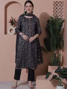 Stylee LIFESTYLE Floral Printed Satin Unstitched Dress Material