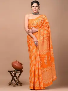 Siya Fashion Floral Silk Cotton Block Print Saree