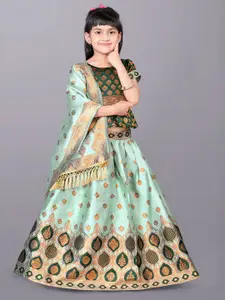 BAESD Girls Woven Design Zari Ready to Wear Lehenga & Blouse With Dupatta