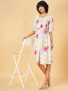 YU by Pantaloons Abstract Print Round Neck A-Line Dress
