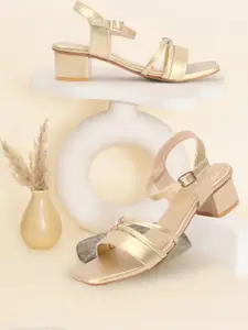 Picktoes Open Toe Backstrap Block Heels