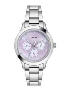 Timex Women Brass Mother of Pearl Dial & Stainless Steel Analogue Chronograph Watch
