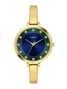 Timex Women Brass Embellished Dial & Bracelet Style Straps Analogue Watch TWEL12827-EX