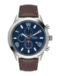 Timex Men Brass Dial & Leather Straps Analogue Chronograph Watch TWEG18511-EX