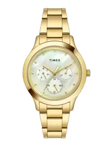 Timex Women Brass Embellished Dial & Stainless Steel Straps Chronograph Watch TW000Q818-EX