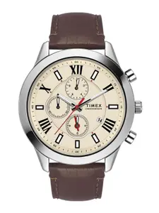 Timex Men Brass Dial & Leather Straps Analogue Chronograph Watch TWEG18510-EX