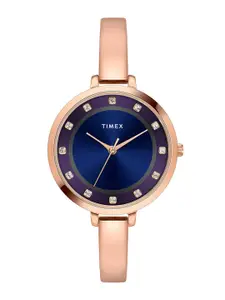 Timex Women Brass Embellished Dial & Bracelet Style Straps Analogue Watch TWEL12829-EX