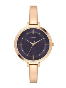 Timex Women Brass Embellished Dial & Bracelet Style Straps Analogue Watch TWEL12824-EX