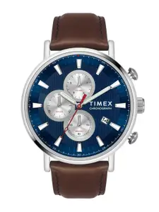 Timex Men Brass Dial & Leather Straps Analogue Chronograph Watch TWEG20024-EX