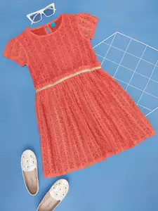 YU by Pantaloons Girls Floral Self Design Fit & Flare Dress