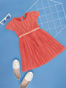 YU by Pantaloons Girls Floral Self Design Fit & Flare Dress