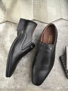 Alberto Torresi Textured Leather Formal Slip-On Shoes
