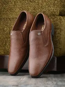Alberto Torresi Textured Leather Formal Slip-On Shoes