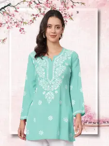 PARAMOUNT CHIKAN Women Embroidered Lucknowi Chikankari Modal Kurti