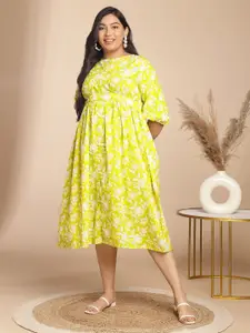 Janasya Cotton Floral Gathered Dress