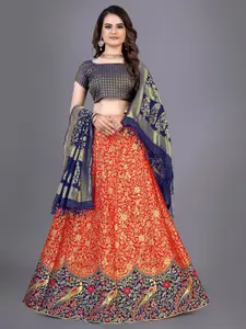 Rujave Ethnic Motifs Woven Design Semi-Stitched Lehenga & Unstitched Blouse With Dupatta