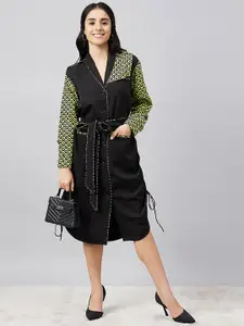 First Resort by Ramola Bachchan Geometric Printed Shirt Collar Straight Shirt Midi Dress