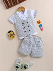 Moms Love Boys Checked Pure Cotton T-shirt with Shorts