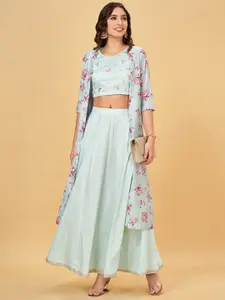 RANGMANCH BY PANTALOONS Embroidered Sleeveless Ethnic Co-Ords & Jacket