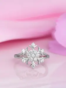 Zavya 925 Pure Sterling Silver Rhodium Plated Cubic Zirconia Finger Ring