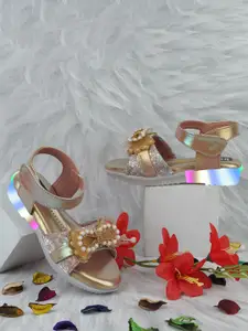 BAESD Girls Embellished LED Open-Toe Flats