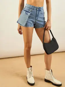 SASSAFRAS Women Blue Slim Fit Denim Shorts