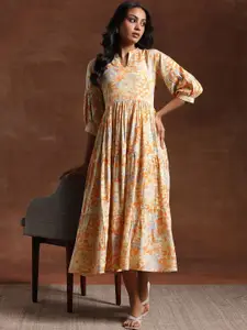 Libas Floral Print Band Collar Maxi Dress