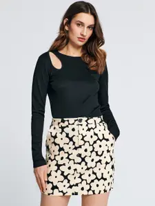 TANDUL Floral Printed A-Line Mini Skirt