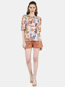 Sukshat Floral Printed Top With Shorts