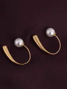 PALMONAS Gold-Plated Contemporary Drop Earrings