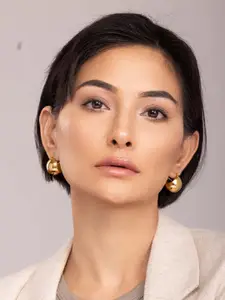 PALMONAS Gold-Plated Stainless Steel Contemporary Hoop Earrings