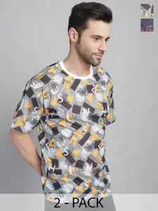 MACK JONNEY Pack Of 2 Abstract Printed Cotton T-shirts