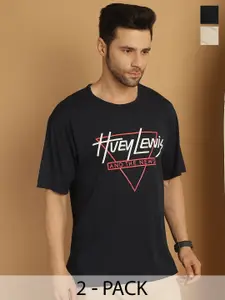 MACK JONNEY Pack 2 Printed Drop-Shoulder Sleeves Cotton Oversized T-shirts