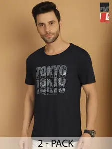 MACK JONNEY Pack Of 2 Typography Printed Cotton T-shirts