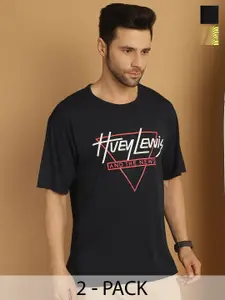 MACK JONNEY Pack 2 Printed Drop-Shoulder Sleeves Cotton Oversized T-shirts