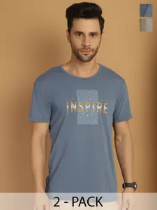 MACK JONNEY Pack Of 2 Typography Printed Cotton T-shirt