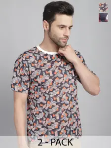 MACK JONNEY Pack Of 2 Printed Round Neck Cotton T-shirt