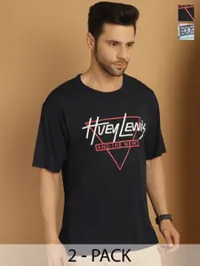 MACK JONNEY Pack Of 2 Typography Printed Drop-Shoulder Cotton T-Shirt