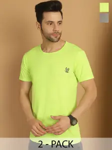 MACK JONNEY Pack Of 2 Round Neck Cotton Regular T-shirt