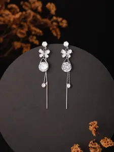 Jazz and Sizzle Rhodium-Plated Floral Drop Earrings