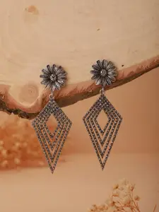 Jazz and Sizzle Silver-Plated Triangular Drop Earrings