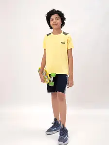 Technosport Boys Colourblocked Round Neck Short Sleeves Double Cool Slim Fit T-shirt