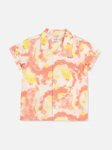 Pepe Jeans Boys Tie & Dye Printed Cuban Collar Cotton Casual Shirt