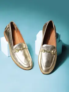 Hush Puppies Women Embellished Leather Horsebit Loafers