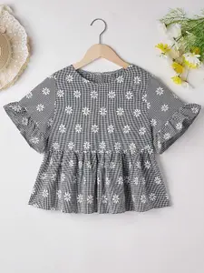 Dream Beauty Fashion Floral Printed Round Neck Flared Sleeve Top