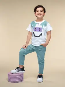 Toonyport Boys Graphic Printed Pure Cotton T-shirt with Trousers
