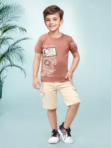 Toonyport Boys Graphic Printed Pure Cotton T-shirt with Shorts