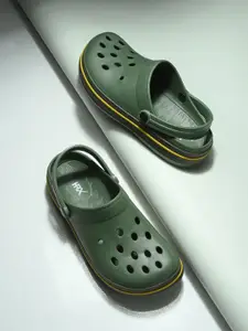 HRX by Hrithik Roshan Men Olive Green Rubber Clogs