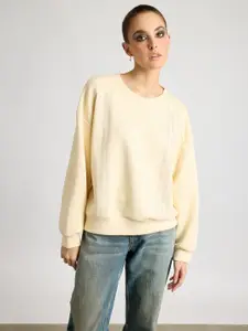 FREAKINS Round Neck Long Sleeves Pullover Straight Sweatshirt
