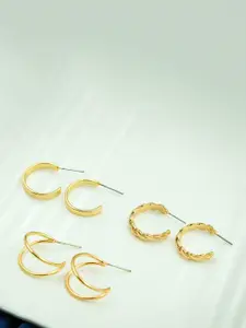 ISHKAARA Set Of 3 Contemporary Studs Earrings